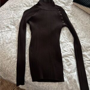 It's Our Time Chocolate Ribbed Sweater